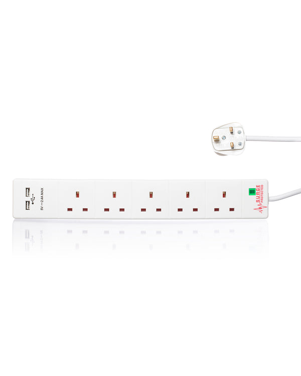 5 Way Extension Lead 2 Meter Anti Surge